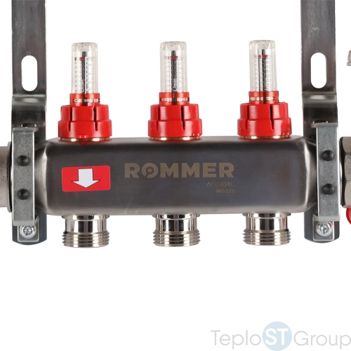 Rommer RMS-1210-000003 Rommer Коллектор из нержавеющей стали в сборе с расходомерами 3 вых. - купить с доставкой по России фото 7