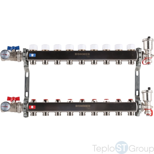 Rommer RMS-3210-000009 Rommer Коллектор из нержавеющей стали в сборе без расходомеров 9 вых. - купить с доставкой по России