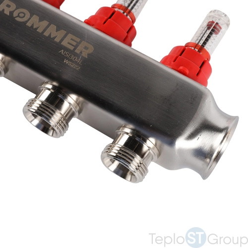 Rommer RMS-1200-000004 Rommer Коллектор из нержавеющей стали с расходомерами 4 вых. - купить с доставкой по России фото 3