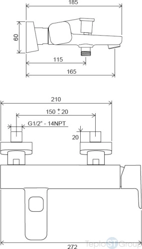 Смеситель для ванны Ravak 10° Free TD F 022.00/150 мм X070131 хром - купить с доставкой по России фото 3