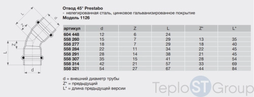 Угол пресс 45 град. оцинкованная сталь Prestabo VIEGA 22 (558284) - купить с доставкой по России фото 5