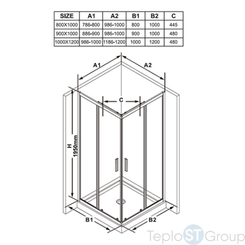 Душевая дверь для уголка Ravak Blix Slim BLSRV2K-100 X1XMA0300Z1 100х100х195 профиль черный/стекло Transparent - купить с доставкой по России фото 3