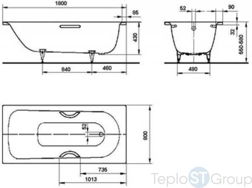 Стальная ванна Kaldewei Saniform Plus Star 180x80 standard mod. 337 133700010001 с отверстиями под ручки - купить с доставкой по России фото 2