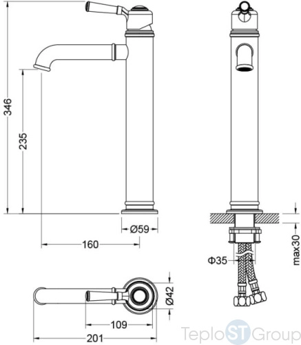 Смеситель для раковины Aquatek Классик AQ1504CR - купить оптом у дилера TeploSTGroup по всей России ✅ ☎ 8 (800) 600-96-13 фото 3