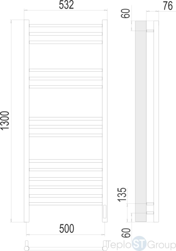 Terminus Аврора П15 500х1300 Электрический Полотенцесушитель - купить с доставкой по России фото 3