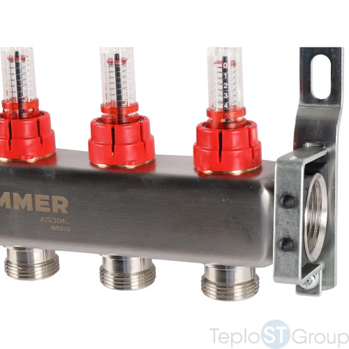 Rommer RMS-1200-000005 Rommer Коллектор из нержавеющей стали с расходомерами 5 вых. - купить с доставкой по России фото 5