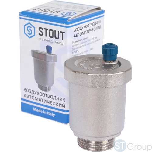 Stout Воздухоотводчик автоматический вертикальный выпуск, нар.р. 3/4 никель. - купить оптом с доставкой по России фото 2