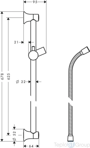 Душевая штанга Hansgrohe 27617000 хром - купить с доставкой по России фото 2