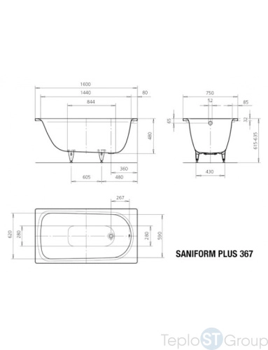 Стальная ванна Kaldewei Saniform Plus 160x75 standard mod. 367 113800010001 - купить с доставкой по России фото 2