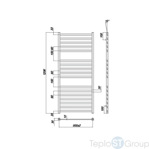 Полотенцесушитель водяной Ravak Degree 53x120 X04000083667 хром - купить с доставкой по России фото 3