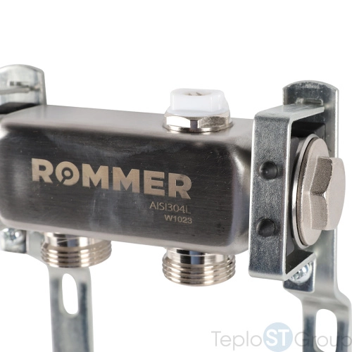 Rommer RMS-4401-000002 Rommer Коллектор из нержавеющей стали для радиаторной разводки 2 вых. - купить оптом у дилера TeploSTGroup по всей России ✅ ☎ 8 (800) 600-96-13 фото 4