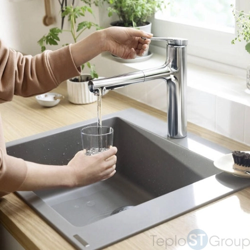 Смеситель для кухни Hansgrohe Zesis M33 74801000 с вытяжным душем - купить с доставкой по России фото 5