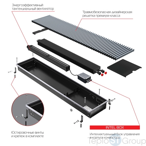 Конвектор внутрипольный Royal Thermo ATRIUM TURBO-150/250/2500-DG-U-DB - купить оптом с доставкой по России фото 3