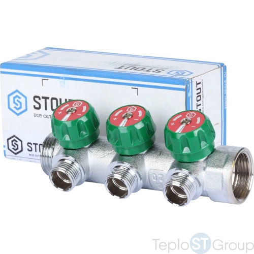 Stout SMB-6849-011203 коллектор регулирующий 1 , 3 отвода 1/2 плоское уплотнение - купить с доставкой по России фото 3