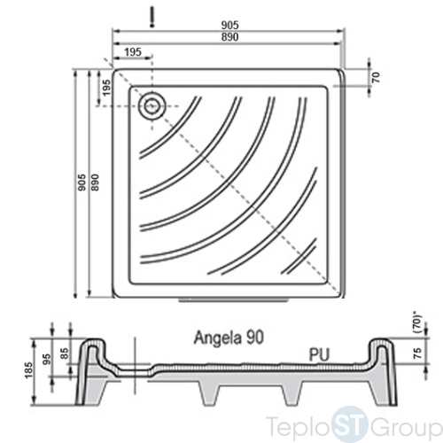 Душевой поддон Ravak Angela 90x90 A007701120 - купить оптом с доставкой по России фото 2