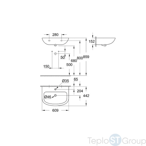 Раковина 60 см Grohe Bau Ceramic 39421000 альпин-белый - купить с доставкой по России фото 3