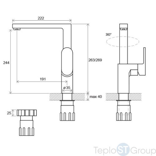 Смеситель для кухни Ravak Chrome CR 016.00 X070054 - купить оптом у дилера TeploSTGroup по всей России ✅ ☎ 8 (800) 600-96-13 фото 3