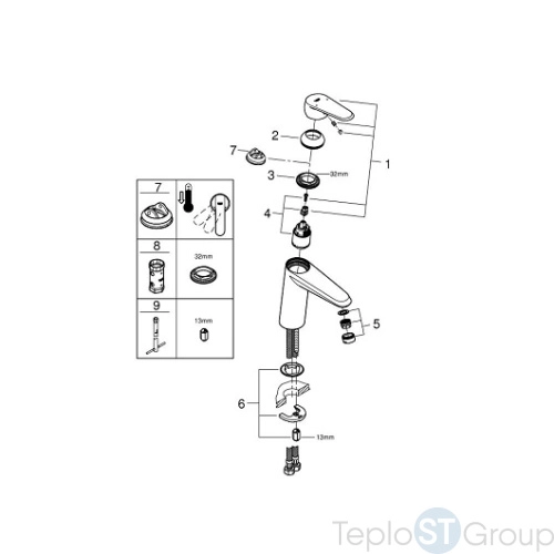 Смеситель для раковины Grohe Eurodisc Cosmopolitan 23449002 - купить оптом у дилера TeploSTGroup по всей России ✅ ☎ 8 (800) 600-96-13 фото 4