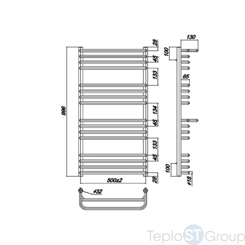 Полотенцесушитель водяной Ravak Optima 53x100 X04000083686 хром - купить с доставкой по России фото 3