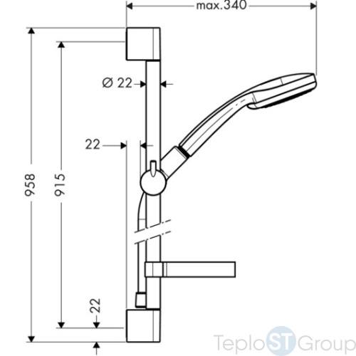 Душевой гарнитур Multi/Unica’C 0,90 м, ½’ Hansgrohe Croma 100 27774000, хром - купить оптом у дилера TeploSTGroup по всей России ✅ ☎ 8 (800) 600-96-13 фото 5