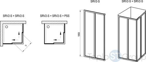 Душевой уголок Ravak Supernova SRV2-80 195 S 14V403O2Z1 черный+прозрачный - купить с доставкой по России фото 3