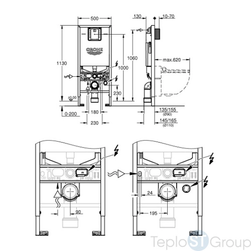 Инсталляция для подвесного унитаза GROHE Rapid SLX 39596000 (для малых панелей смыва) - купить с доставкой по России фото 3