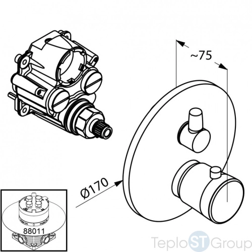 Термостат KLUDI BALANCE 528300575 для ванны и душа встраиваемый на 2 потребителя внешняя часть - купить оптом у дилера TeploSTGroup по всей России ✅ ☎ 8 (800) 600-96-13 фото 2