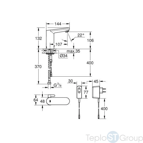 Смеситель для раковины Grohe Eurosmart Cosmopolitan E 36325001 - купить с доставкой по России фото 3