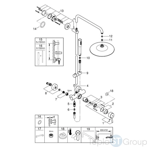 Душевая система со смесителем Grohe Euphoria 260 Concetto 23061003 хром (замена 23061002) - купить с доставкой по России фото 4