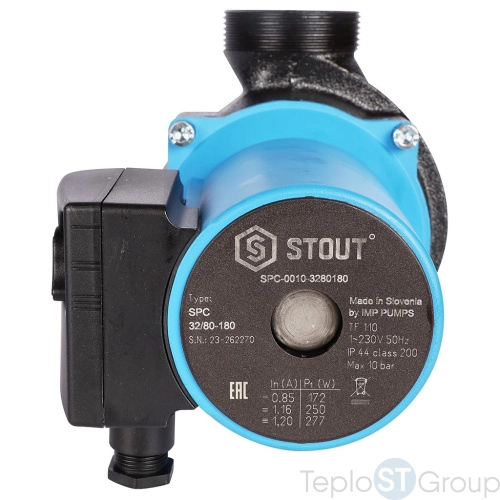 Stout SPC-0010 SPC-0010-3280180 Stout Насос циркуляционный 32/80-180 - купить оптом у дилера TeploSTGroup по всей России ✅ ☎ 8 (800) 600-96-13 фото 2