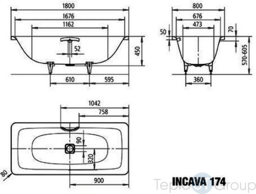 Стальная ванна Kaldewei Meisterstuck Incava Мод.174 Easy Clean 180x80 217400013001 - купить с доставкой по России фото 2