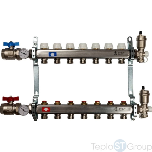 Stout Коллектор из нержавеющей стали в сборе без расходомеров 7 вых. - купить с доставкой по России
