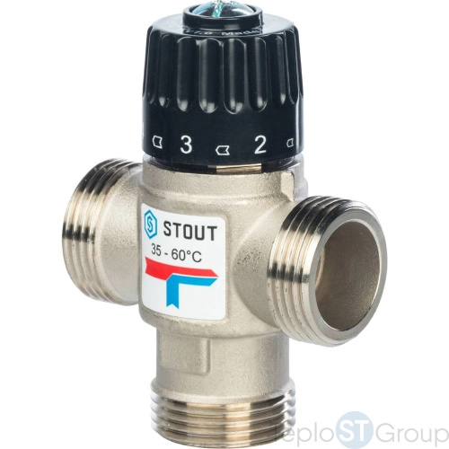 Stout Термостатический смесительный клапан для систем отопления и ГВС 1 НР 35-60°С KV 1,6 - купить оптом с доставкой по России