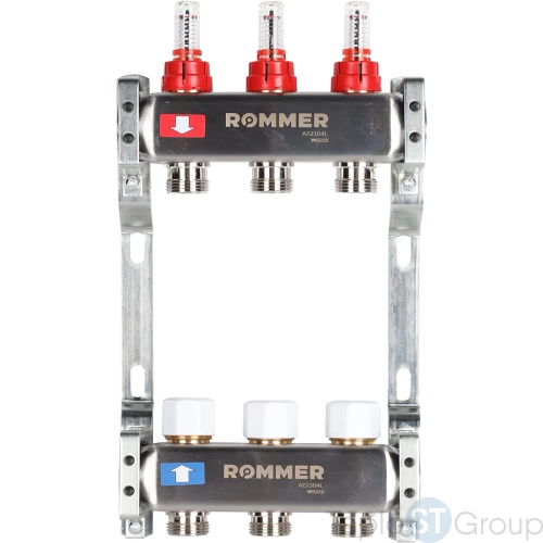 Rommer RMS-1200-000003 Rommer Коллектор из нержавеющей стали с расходомерами 3 вых. - купить с доставкой по России