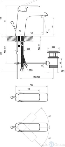 Смеситель для раковины Ravak Flat FL 013.00 X070117 с донным клапаном - купить оптом у дилера TeploSTGroup по всей России ✅ ☎ 8 (800) 600-96-13 фото 3