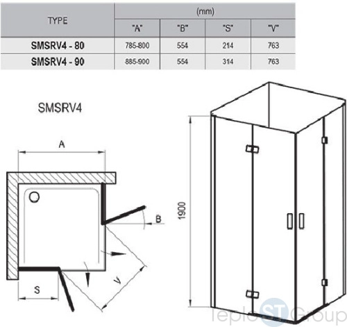 Душевой уголок Ravak Smartline 90x90 1SV77A00Z1 - купить с доставкой по России фото 2