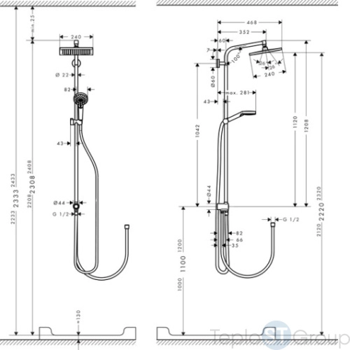 Душевая система Hansgrohe Crometta E 240 1jet Showerpipe Reno EcoSmart 27289000, хром - купить с доставкой по России фото 4