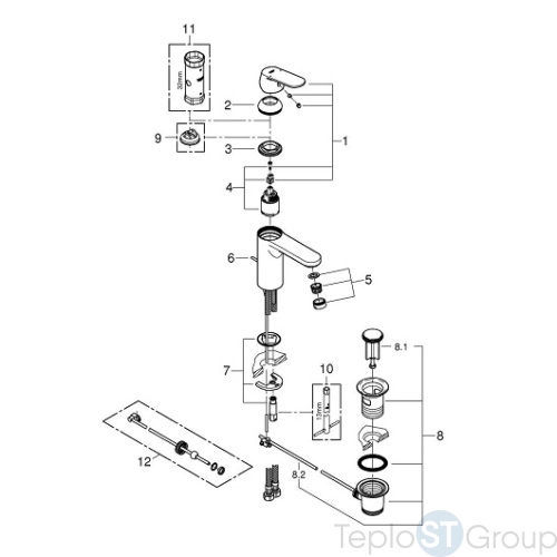 Смеситель для раковины с донным клапаном Grohe Eurosmart Cosmopolitan 23325000 - купить оптом у дилера TeploSTGroup по всей России ✅ ☎ 8 (800) 600-96-13 фото 4