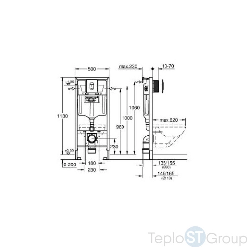 Инсталляция для унитаза Grohe Rapid SL 38929000 в комплекте с клавишей - купить с доставкой по России фото 3