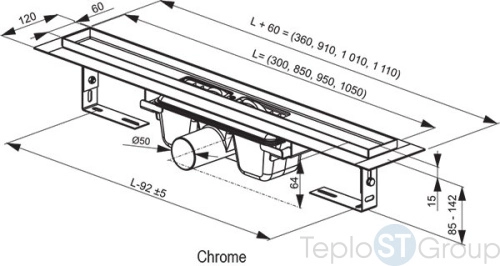 Душевой канал OZ Ravak Chrome 300 X01426 - купить с доставкой по России фото 3