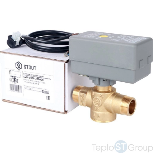 Stout 2-Ходовой зональный клапан, сервопривод 230V, с 3-х жильным кабелем 1м., НР 3/4 - купить оптом с доставкой по России