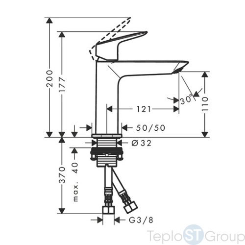 Смеситель для раковины 110 Hansgrohe Logis Fine 71253000 без донного клапана - купить оптом у дилера TeploSTGroup по всей России ✅ ☎ 8 (800) 600-96-13 фото 3