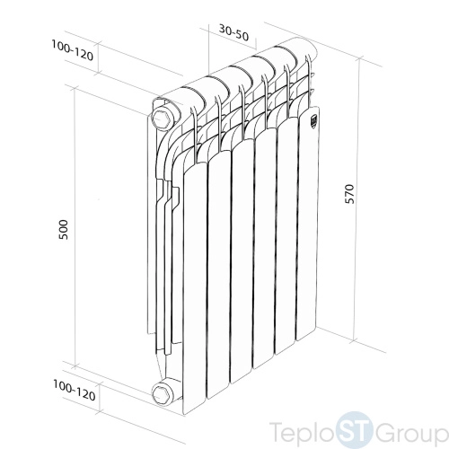 Радиатор Royal Thermo Revolution 500 2.0 - 4 секц. - купить оптом у дилера TeploSTGroup по всей России ✅ ☎ 8 (800) 600-96-13 фото 3