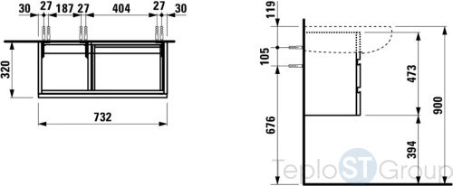 Тумба под раковину Laufen IL Bagno Alessi 73x32 (орех) 4.2447.0.097.630.1 - купить с доставкой по России фото 3