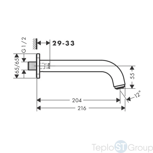 Излив на ванну Hansgrohe Vernis Shape 71460000 хром - купить с доставкой по России фото 2