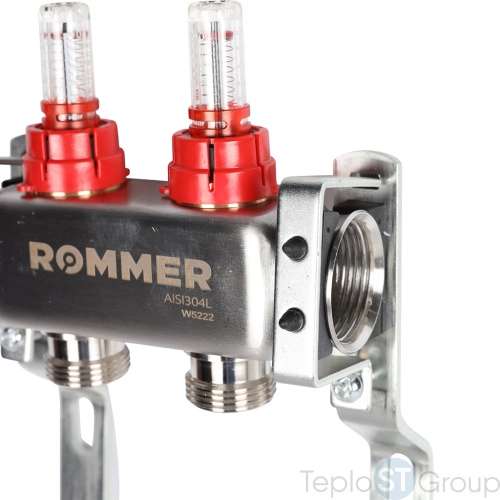 Rommer RMS-1200-000002 Rommer Коллектор из нержавеющей стали с расходомерами 2 вых. - купить с доставкой по России фото 6