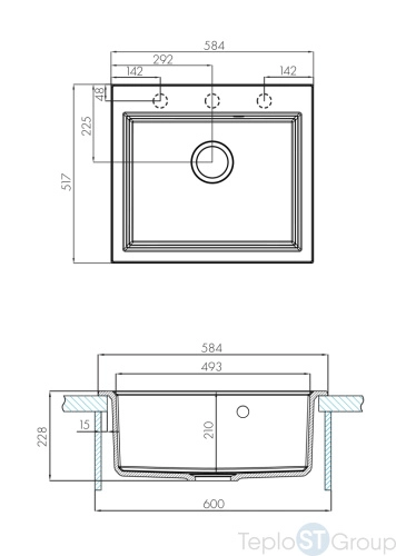 Мойка кухонная Aquaton Линеа 58 1A733032LW270 терракотовый - купить с доставкой по России фото 2