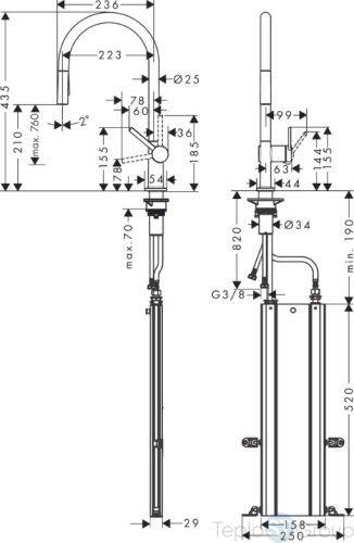 Смеситель для кухни Hansgrohe Talis M54 72802800 - купить с доставкой по России фото 3