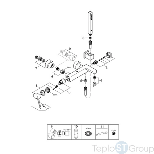 Смеситель для ванны с душем Grohe Plus 33547003 - купить оптом у дилера TeploSTGroup по всей России ✅ ☎ 8 (800) 600-96-13 фото 4