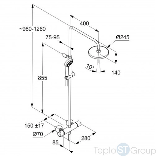 Душевая система KLUDI LOGO DUAL SHOWER SYSTEM 6808239-00 с термостатом - купить оптом у дилера TeploSTGroup по всей России ✅ ☎ 8 (800) 600-96-13 фото 2